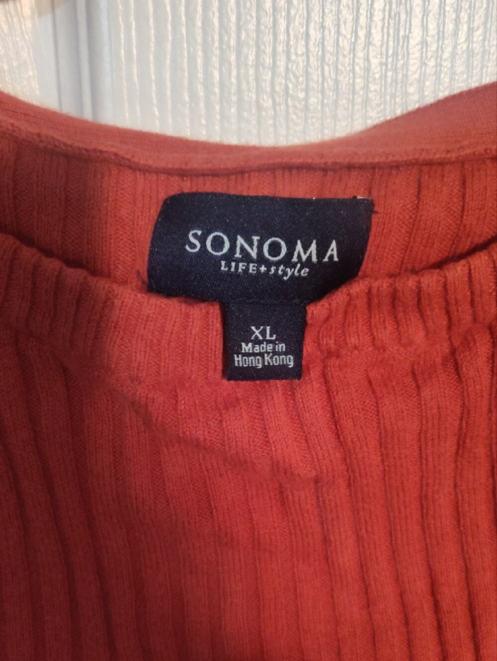 Sonoma Ribbed Button-Shoulder Sweater in Rust - Picture 2 of 3